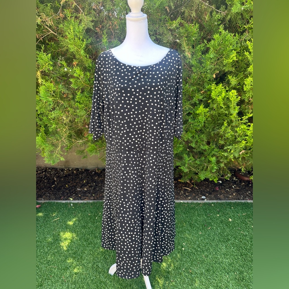 Charter Club Black and White Polka Dot Midi Dress